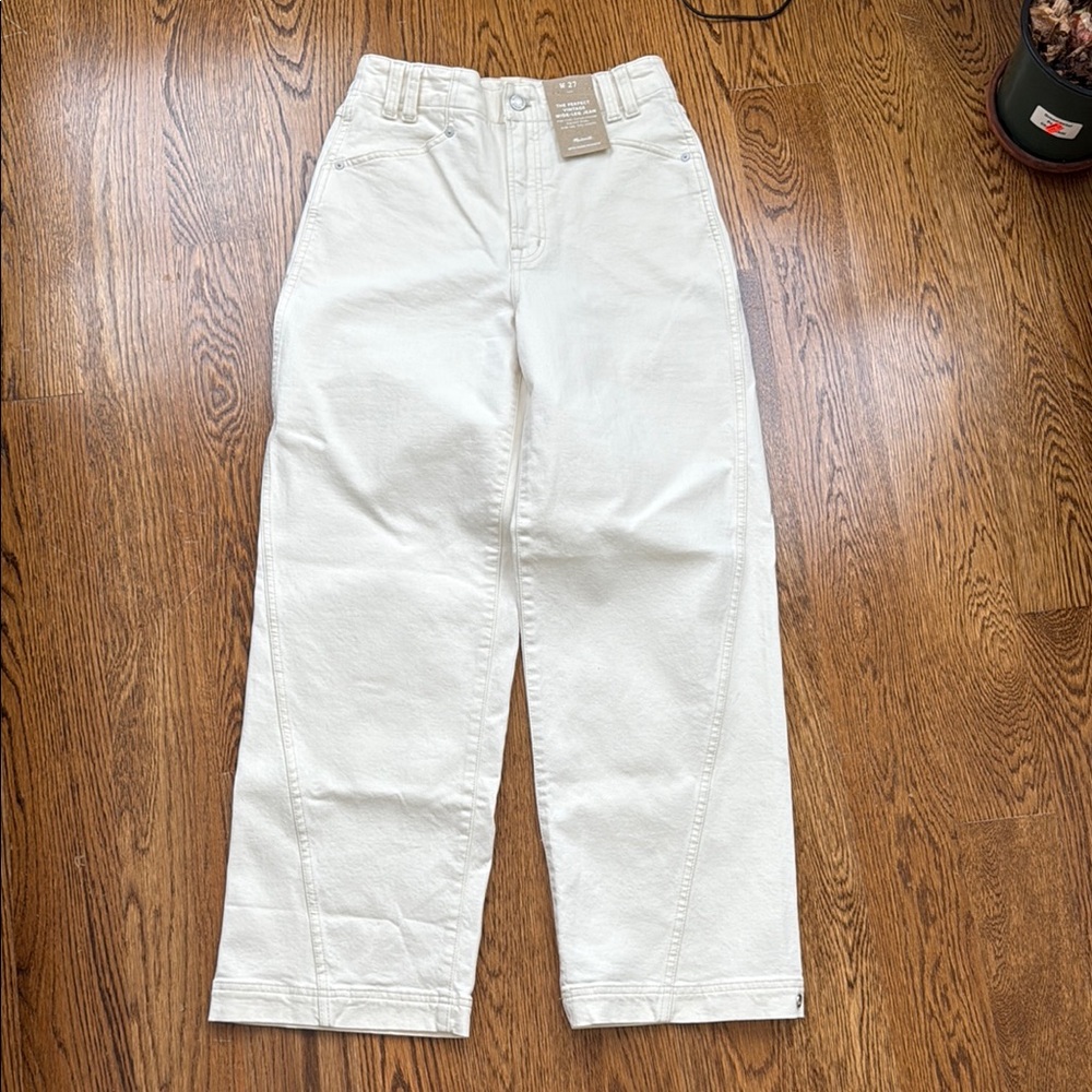 Madewell Women's Cream Wide Leg Jeans